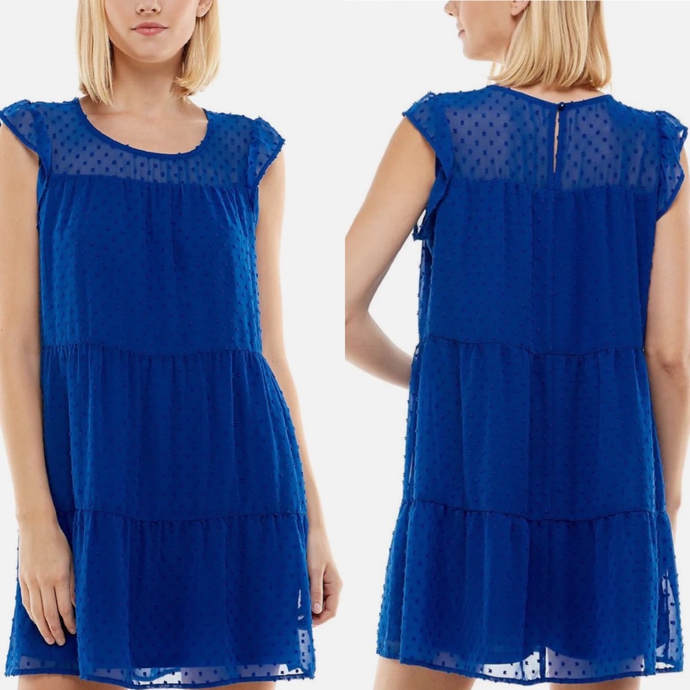 Crystal Doll New Vibrant Blue Flutter Sleeve Mini Dress XL